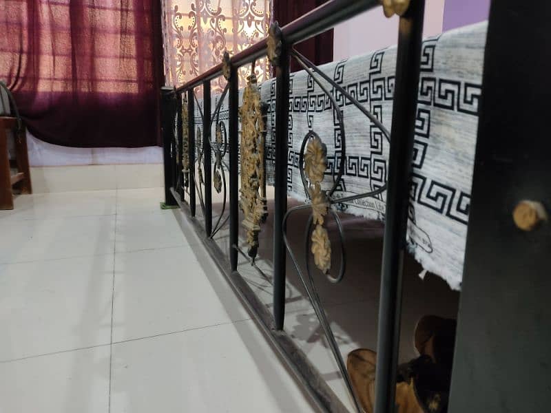 King size iron bed with a molty foam mattress and 2 side tables Beds