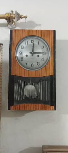 Antique Polris Wooden Brass Pendulum wall clock Vintage  Rhythm