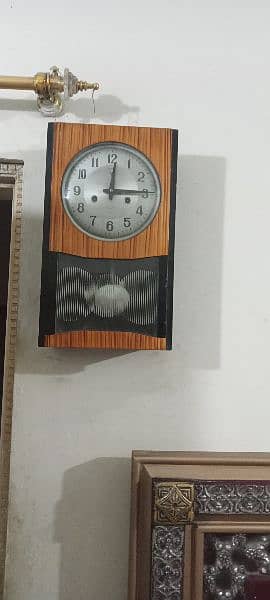 Antique Polris Wooden Brass Pendulum wall clock Vintage  Rhythm 1