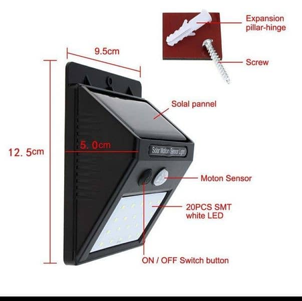 Solar Energy Induction Lamp PIR Motion Sensor Wall Light 3