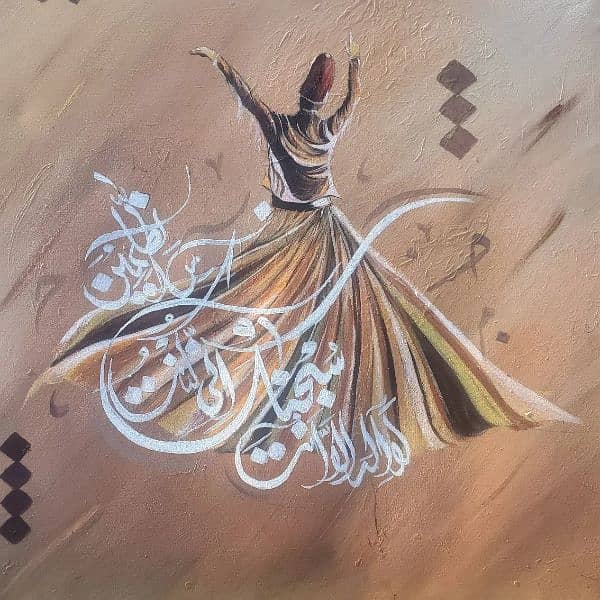 customized sufisum / whirling dervish abstract art acrylic painting 6