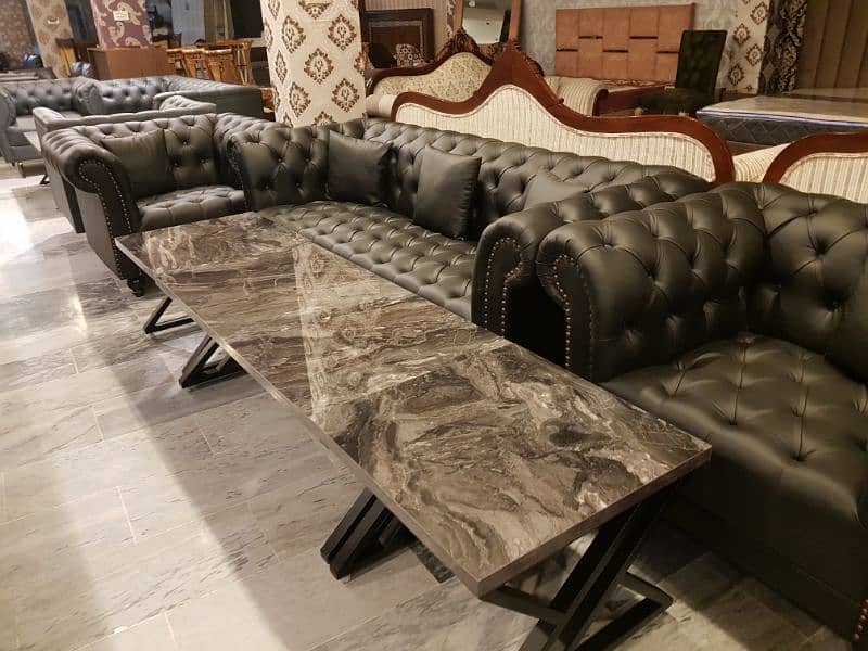 office sofa set leather Chesterfield chair table 8
