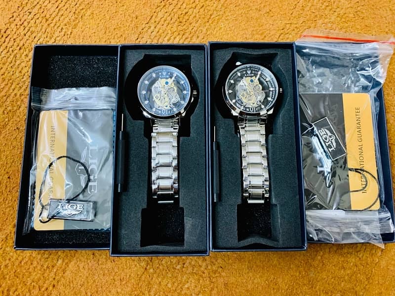 LIGE skeleton quartz wristwatch  Orignal Brand luxuary watch 7