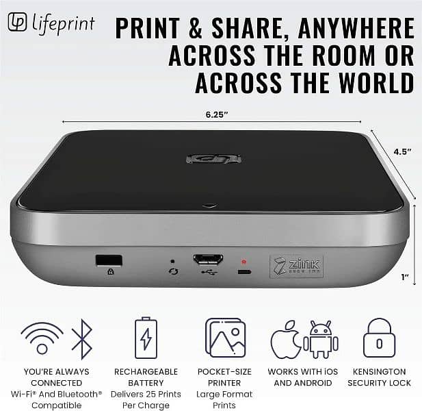 Lifeprint 3x4.5 Portable Photo and Video Printer for iPhone 3