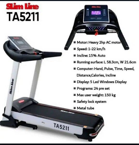 slimline treadmill ac motor gym and fitness machine 1