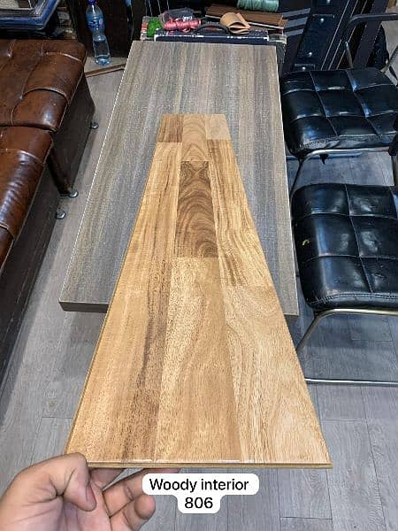 Gloss Wooden Floor, pvc wall skirting, Artificial grass, Vinyl floor. 5