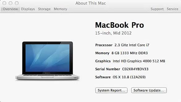 MacBook Pro (15-inch, Mid 2012) Core i7 11