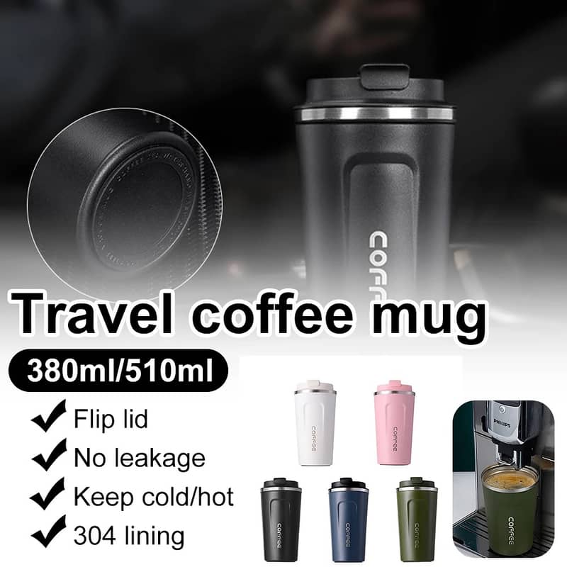 Travel Coffee Mug Stainless Steel 380ml & 510ml 1