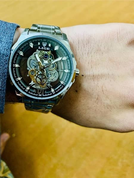 Watch LIGE brand Orignal Skeleton Fully automatic watch quartz 2