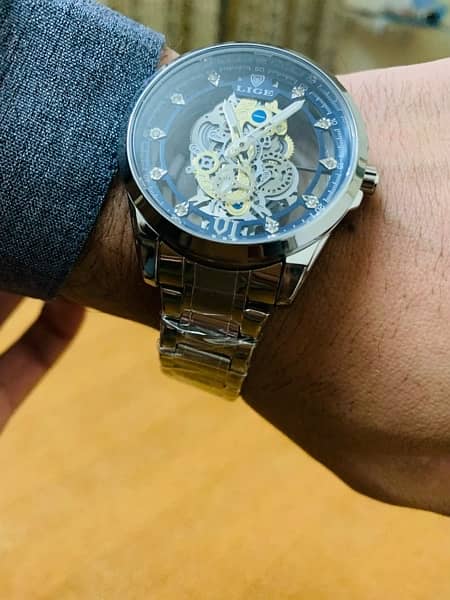Watch LIGE brand Orignal Skeleton Fully automatic watch quartz 7