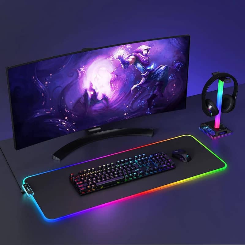 Rgb Gaming Mouse Pad Large (800×300×4mm) Led Mousepad With Non-Slip Ru 1