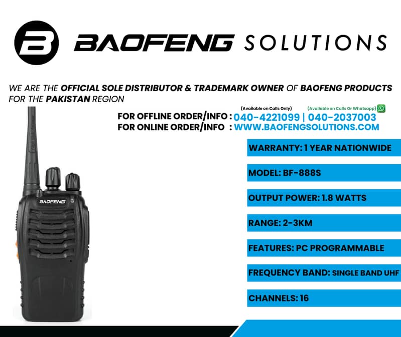 Walkie Talkie | Wireless Set Official Baofeng BF-888s Two Way Radio 0