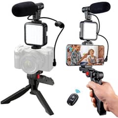 Professional Vlogging Kit With Tripod LED Video Light or k6 mics avail