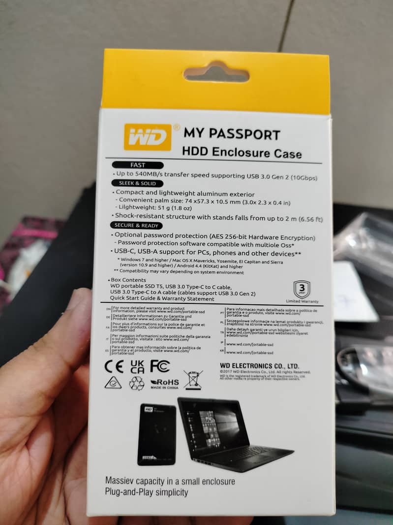 WD Portable External Harddisk Case USB 3.0 Box Hard Disk Drive HDD 9