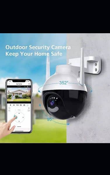 PTZ Outdoor 360° Wifi IP Camera, push alarm, Color Night, 2way Audio 1