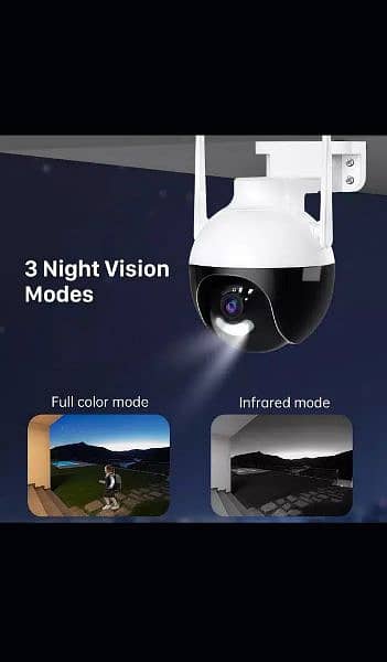 PTZ Outdoor 360° Wifi IP Camera, push alarm, Color Night, 2way Audio 3