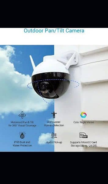 PTZ Outdoor 360° Wifi IP Camera, push alarm, Color Night, 2way Audio 7