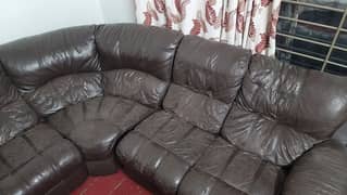 Original leather Sofa set 5 seater or L- Shape with one Recliner seat