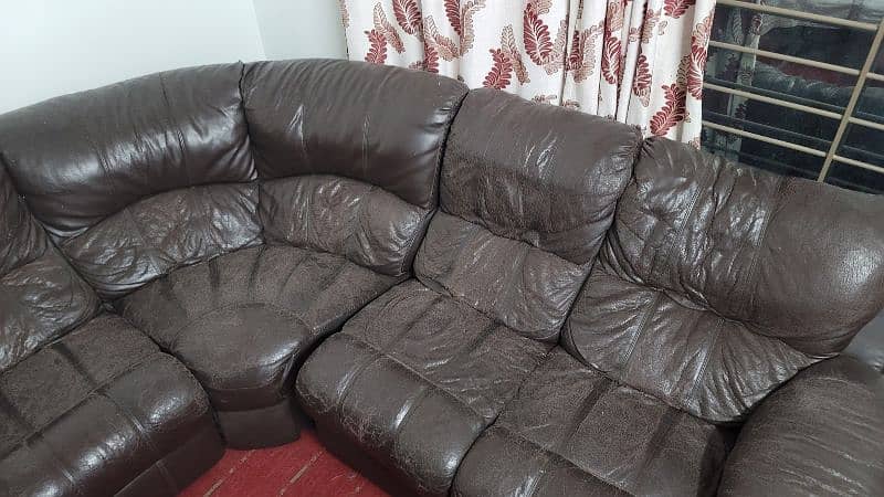 Original leather Sofa set 5 seater or L- Shape with one Recliner seat 0