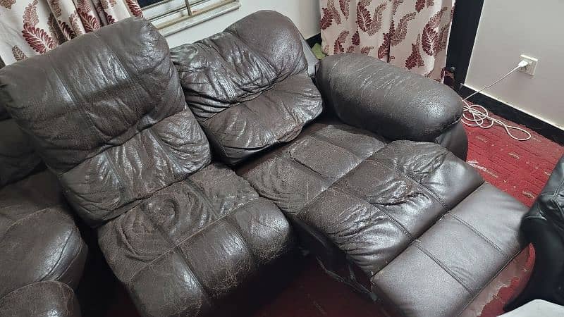 Original leather Sofa set 5 seater or L- Shape with one Recliner seat 8