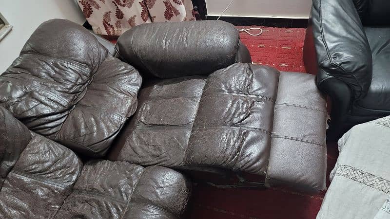 Original leather Sofa set 5 seater or L- Shape with one Recliner seat 9