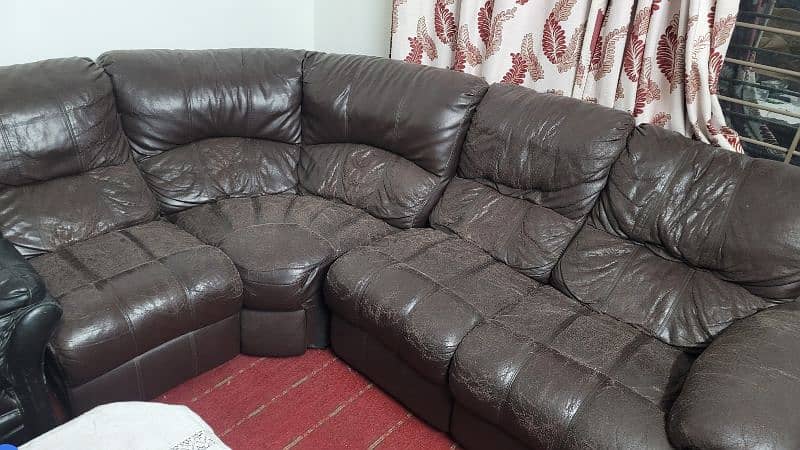 Original leather Sofa set 5 seater or L- Shape with one Recliner seat 15