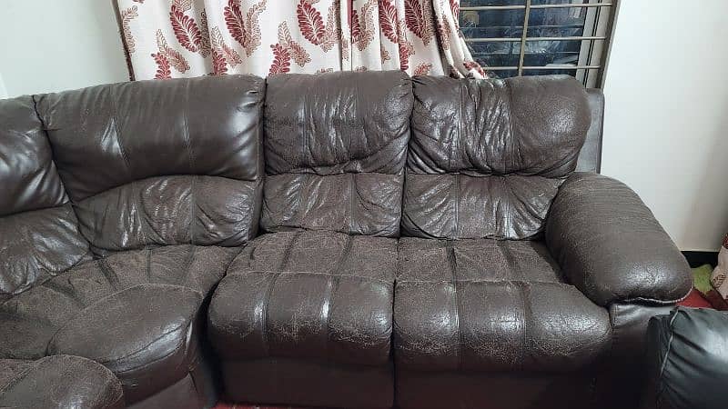 Original leather Sofa set 5 seater or L- Shape with one Recliner seat 17