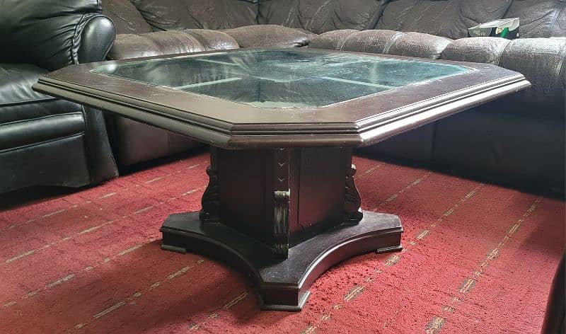 Central table with Solid base, one Big size two small Side tables 3