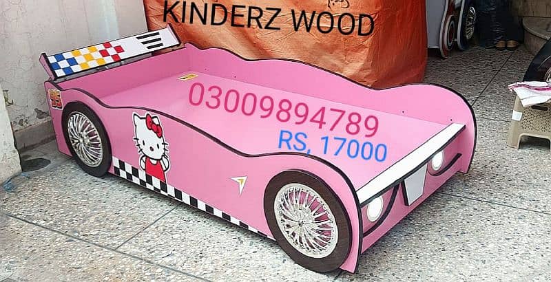 car bed with front and floor led light (KINDERZ WOOD) 7
