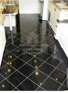 Marble and granite for flooring, stairsteps, kitchen counter top