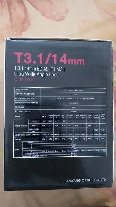 For Cannon Fish Eye Cine Lens Samyang 14mm T3.1 Ultra wide angle lens 11