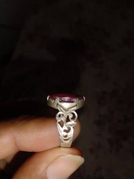 Silver Ring Ruby Stone 0