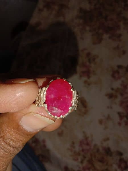 Silver Ring Ruby Stone 1