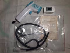 Thermometer, oximeter, heartrate and Stethoscope