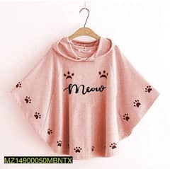 Round style Meow printed hooded poncho online delivery 0