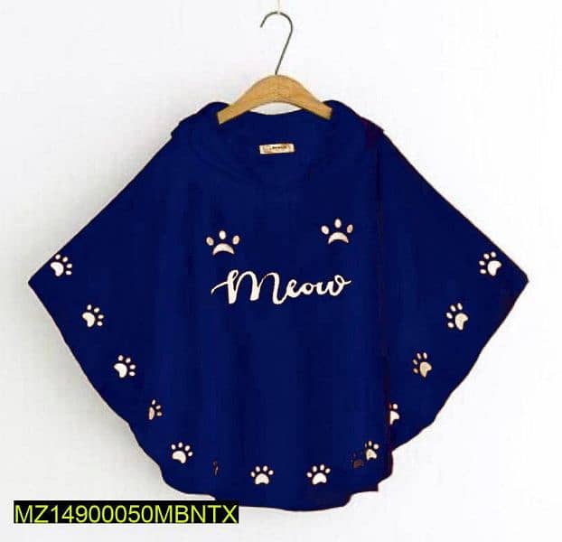 Round style Meow printed hooded poncho online delivery 1