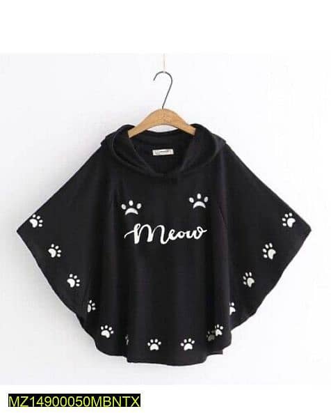 Round style Meow printed hooded poncho online delivery 3