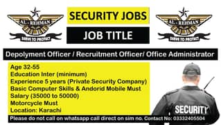 Deployment / Recruitment Officer / Armorer & Office Administrator/Staf