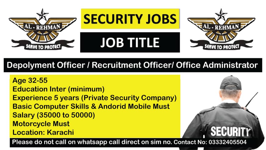Deployment / Recruitment Officer / Armorer & Office Administrator/Staf 0