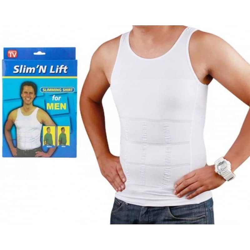 Slim N Lift - Nylon Slimming Vest For Men - White Color 1