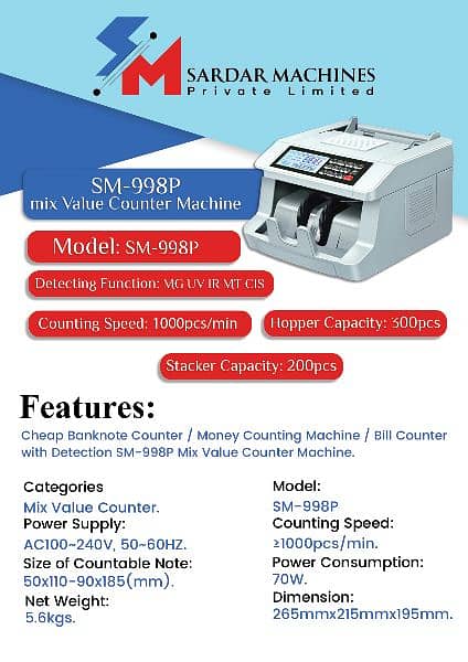 cash counting Mix note counting packet counting with fake detection SM 3
