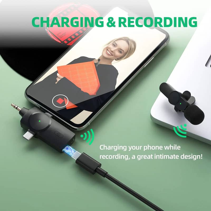 wireless collar mic for mobile, android iphone recording vlogging mic 2