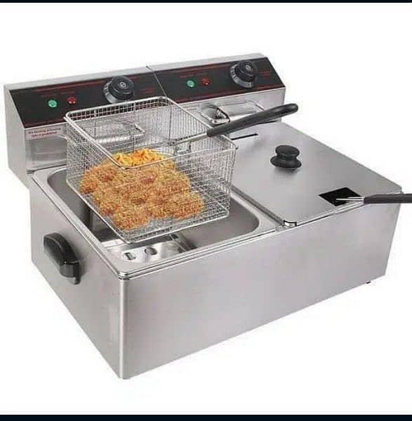 Double Electric 12L Deep Fryer FriesMachine for commercial use Importd 0