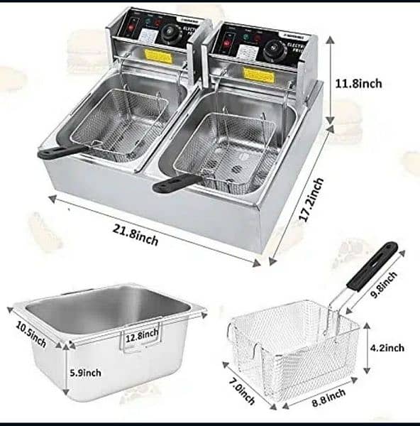 Double Electric 12L Deep Fryer FriesMachine for commercial use Importd 6