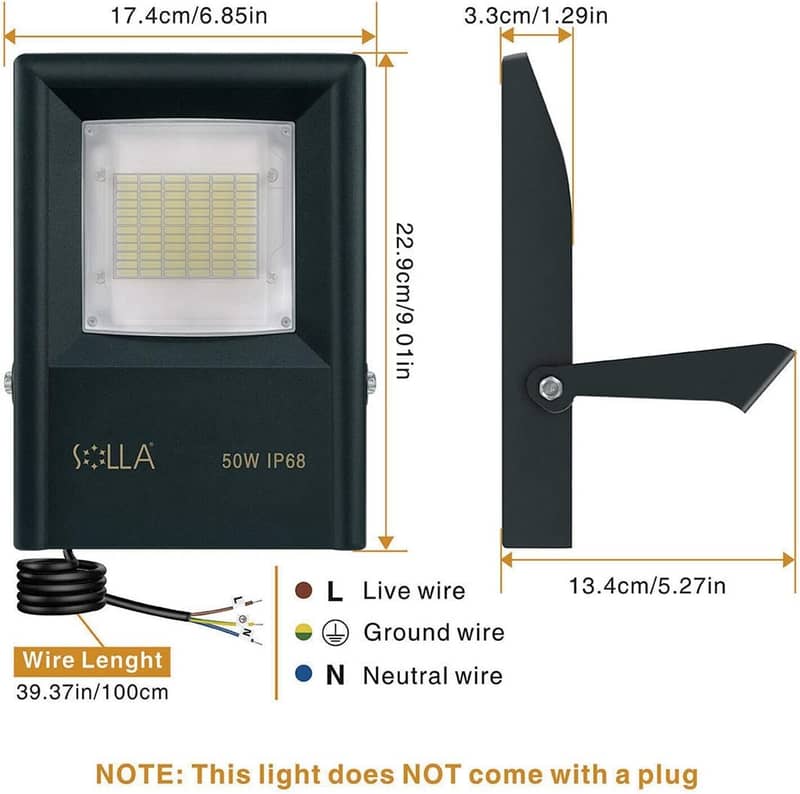 SOLLA Flood LED light 50W IP68 Waterproof With Motion Sensor Switch 1