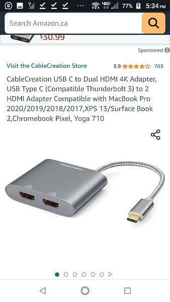 type C to dual HDMI adapter by cablecreation 4