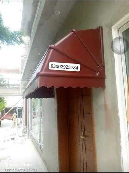 Fiberglass shade in Lahore with iron stracture /door gate /grill 6