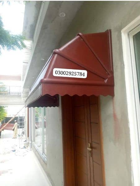 Fiberglass shade in Lahore with iron stracture /door gate /grill 8