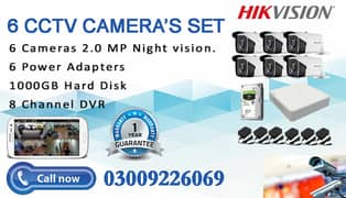Hikvision Set of 6 CCTV Camera's Package