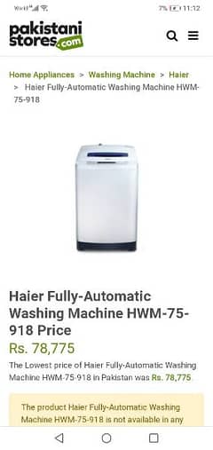 haier washing machine 7.5 kg automatic 75 918